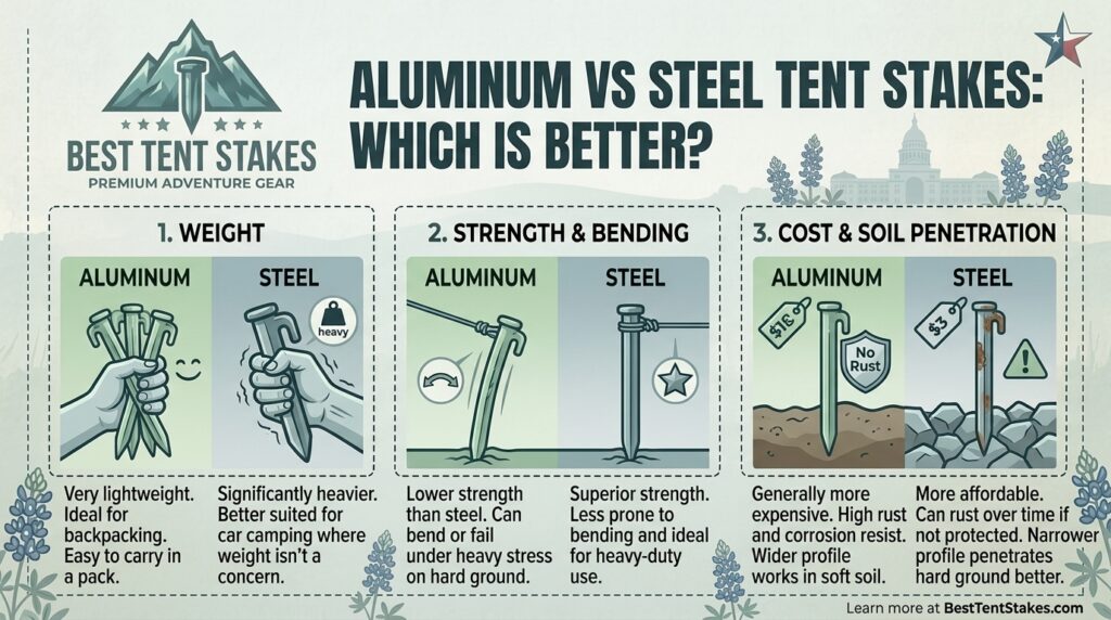 Aluminum vs Steel Tent Stakes Which Is Better