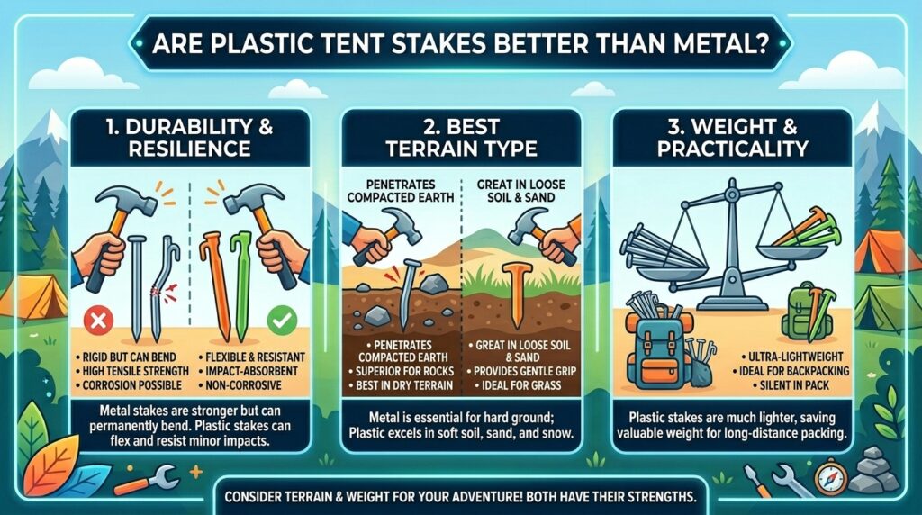 Are plastic tent stakes better than metal
