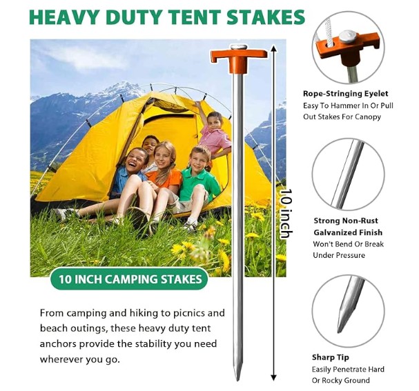 Eurmax 10-Pack Secure Protection Galvanized Tent Stakes