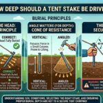 How deep should a tent stake be driven