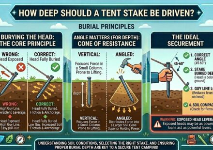 How deep should a tent stake be driven