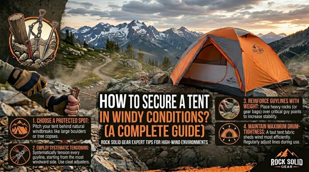 How to secure a tent in windy conditions