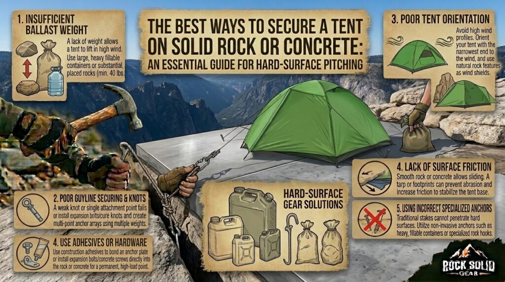 The Best Ways to Secure a Tent on Solid Rock or Concrete