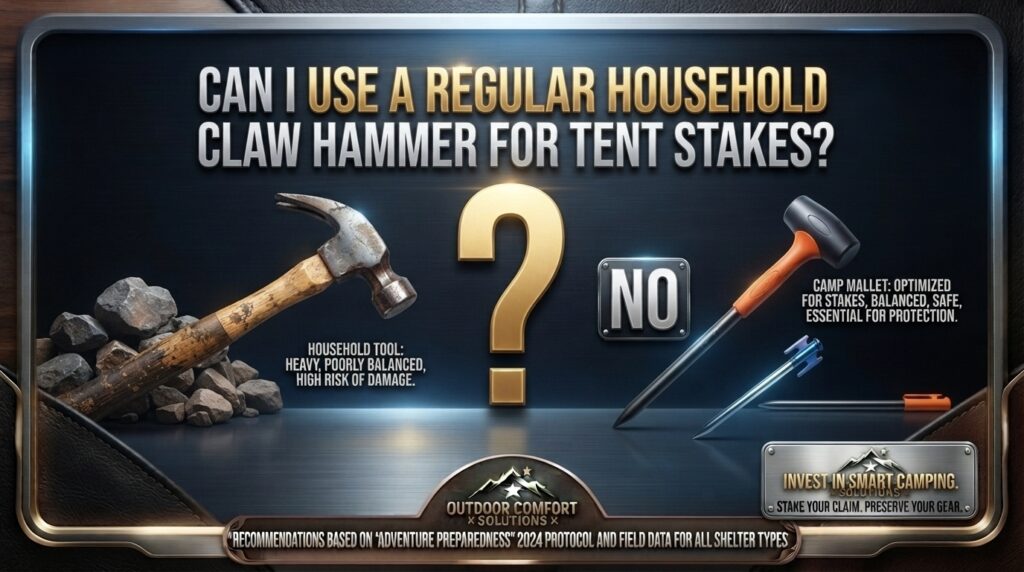 Can I use a regular household claw hammer for tent stakes