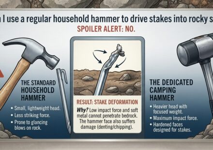 Can I use a regular household hammer to drive stakes into rocky soil