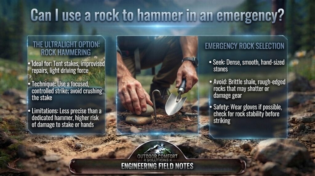 Can I use a rock to hammer in an emergency