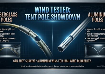 Can fiberglass tent poles survive high winds, or should I upgrade to aluminum
