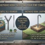 Differences between Y-beam and shepherd hook tent stakes for various camping terrain types