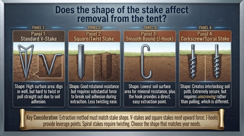 Does the shape of the stake affect removal