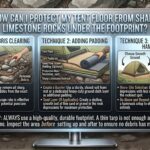 How can I protect my tent floor from sharp limestone rocks under the footprint