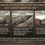 How do I pitch a tent if I hit solid rock just 2 inches under the soil