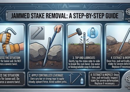 How do I remove a steel stake that is jammed tightly between underground rocks