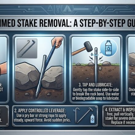 How do I remove a steel stake that is jammed tightly between underground rocks