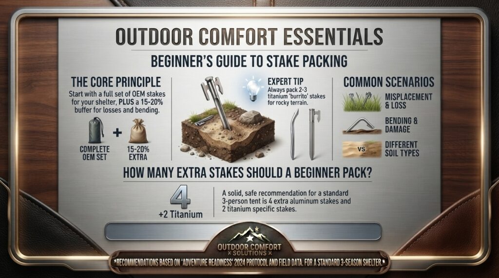 How many extra stakes should a beginner pack
