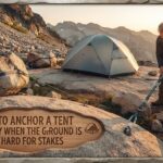 How to anchor a tent properly when the ground is too hard for stakes