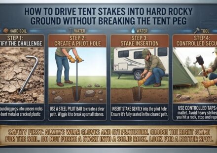 How to drive tent stakes into hard rocky ground without breaking the tent peg