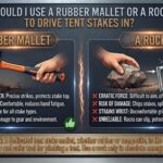 Should I use a rubber mallet or a rock to drive tent stakes in