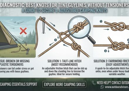 What is the best knot to use for tent guylines if I don’t have plastic tensioners