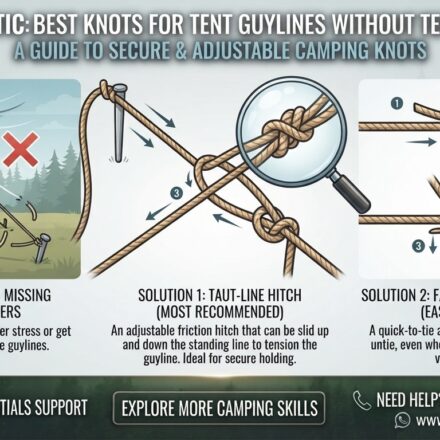 What is the best knot to use for tent guylines if I don’t have plastic tensioners