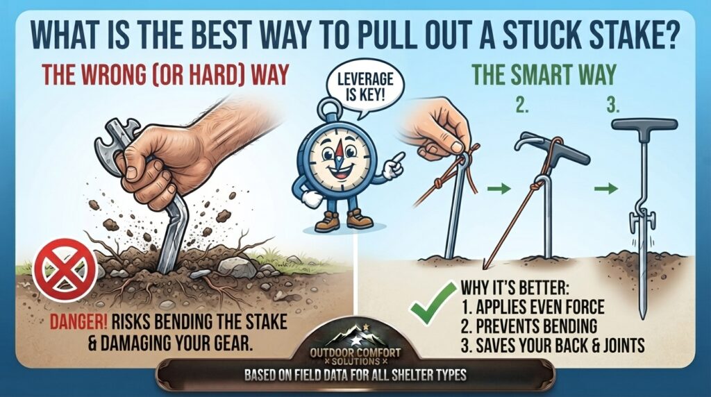 What is the best way to pull out a stuck stake