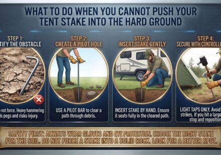 What to do when you cannot push your tent stake into the hard ground