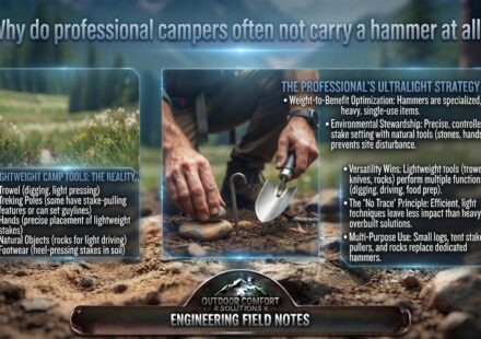 Why do professional campers often not carry a hammer at all