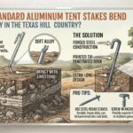 Why do standard aluminum tent stakes bend so easily in the Texas Hill Country