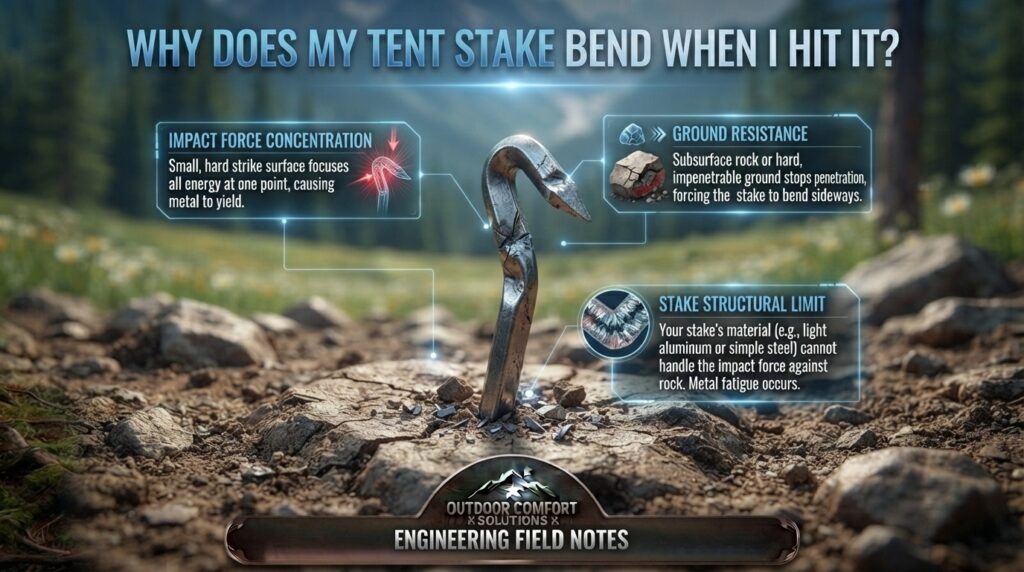 Why does my tent stake bend when I hit it