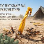 Why plastic tent stakes are a bad choice for camping in hot Texas weather