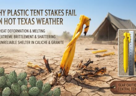 Why plastic tent stakes are a bad choice for camping in hot Texas weather