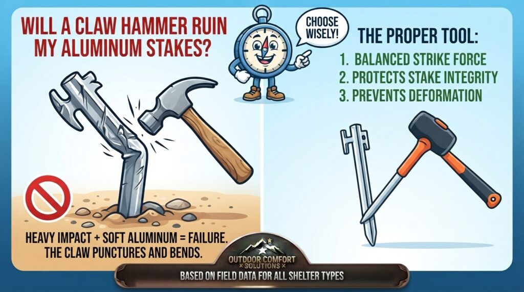 Will a claw hammer ruin my aluminum stakes