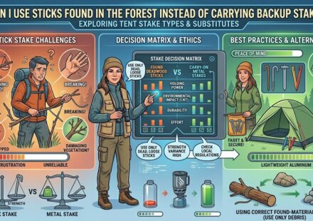 Can I use sticks found in the forest instead of carrying backup stakes