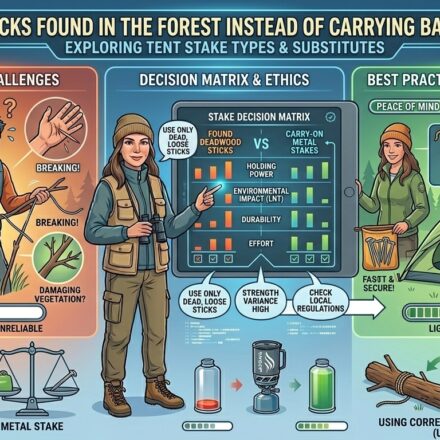 Can I use sticks found in the forest instead of carrying backup stakes