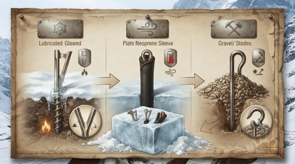 How do I prevent my tent stakes from freezing into the ground during winter windstorms