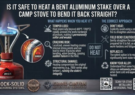 Is it safe to heat a bent aluminum stake over a camp stove to bend it back straight