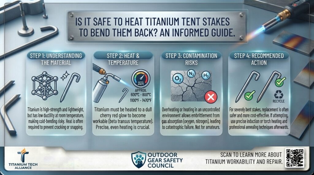 Is it safe to heat titanium tent stakes to bend them back